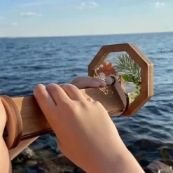 Wooden DIY Kaleidoscope Kit for Kid, Handmade Kaleidoscopes, Magic Rotating Tin Kaleidoscope Glasses Outdoor Educational Toys Eco-Friendly, for Nature Lovers Gift