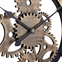 Wooden European Retro Wall Clock Gold Roman Gear Clock Decorative Luxury Classic Quartz Clock Modern Design For Home decor Wall Clocks 58 cm