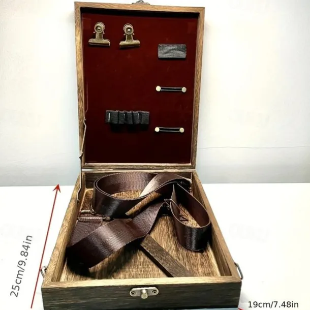 Wooden Handmade Portable Crossbody Postman Bag, Multifunctional Artist Tool Brush Storage Box (Wood Color) Gift