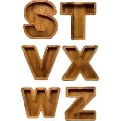 Wooden Letter Piggy Bank 26 Alphabets Wooden Coin Piggy Bank Christmas Birthday Toy Gift Home Decoration for Kids