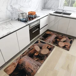 Wooden Texture Kitchen Mat Hallway Carpets Area Rugs Washable for Bedroom Living Room Kitchen Bathroom Anti-Slip Floor Mats