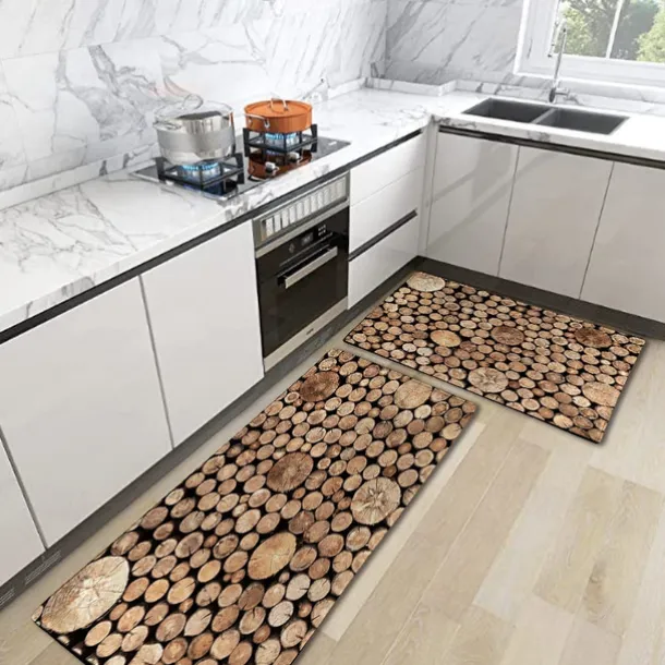 Wooden Texture Kitchen Mat Hallway Carpets Area Rugs Washable for Bedroom Living Room Kitchen Bathroom Anti-Slip Floor Mats