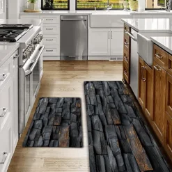 Wooden Texture Kitchen Mat Hallway Carpets Area Rugs Washable for Bedroom Living Room Kitchen Bathroom Anti-Slip Floor Mats