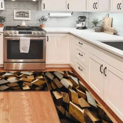 Wooden Texture Kitchen Mat Hallway Carpets Area Rugs Washable for Bedroom Living Room Kitchen Bathroom Anti-Slip Floor Mats