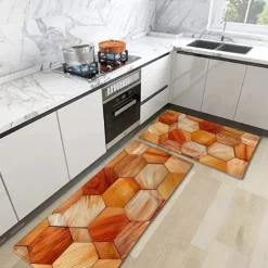 Wooden Texture Kitchen Mat Hallway Carpets Area Rugs Washable for Bedroom Living Room Kitchen Bathroom Anti-Slip Floor Mats
