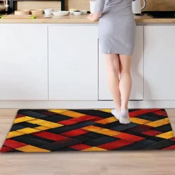 Wooden Texture Kitchen Mat Hallway Carpets Area Rugs Washable for Bedroom Living Room Kitchen Bathroom Anti-Slip Floor Mats