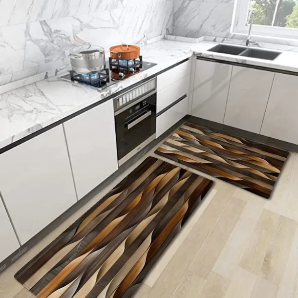 Wooden Texture Kitchen Mat Hallway Carpets Area Rugs Washable for Bedroom Living Room Kitchen Bathroom Anti-Slip Floor Mats