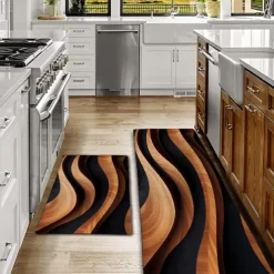 Wooden Texture Kitchen Mat Hallway Carpets Area Rugs Washable for Bedroom Living Room Kitchen Bathroom Anti-Slip Floor Mats