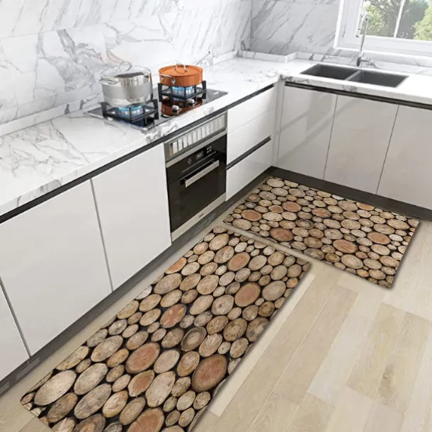 Wooden Texture Kitchen Mat Hallway Carpets Area Rugs Washable for Bedroom Living Room Kitchen Bathroom Anti-Slip Floor Mats
