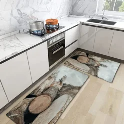 Wooden Texture Kitchen Mat Hallway Carpets Area Rugs Washable for Bedroom Living Room Kitchen Bathroom Anti-Slip Floor Mats