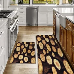 Wooden Texture Kitchen Mat Hallway Carpets Area Rugs Washable for Bedroom Living Room Kitchen Bathroom Anti-Slip Floor Mats