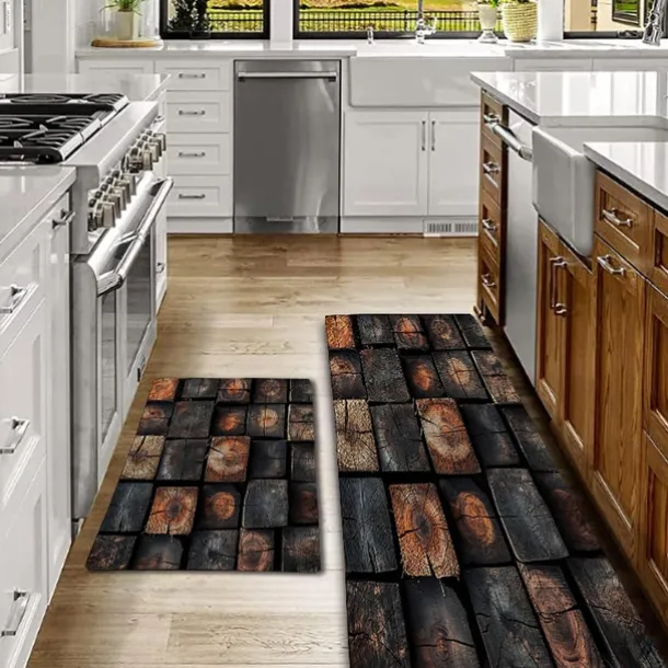 Wooden Texture Kitchen Mat Hallway Carpets Area Rugs Washable for Bedroom Living Room Kitchen Bathroom Anti-Slip Floor Mats