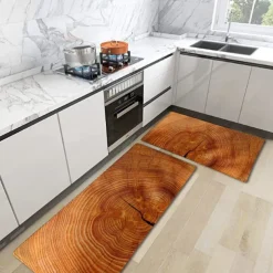 Wooden Texture Kitchen Mat Hallway Carpets Area Rugs Washable for Bedroom Living Room Kitchen Bathroom Anti-Slip Floor Mats