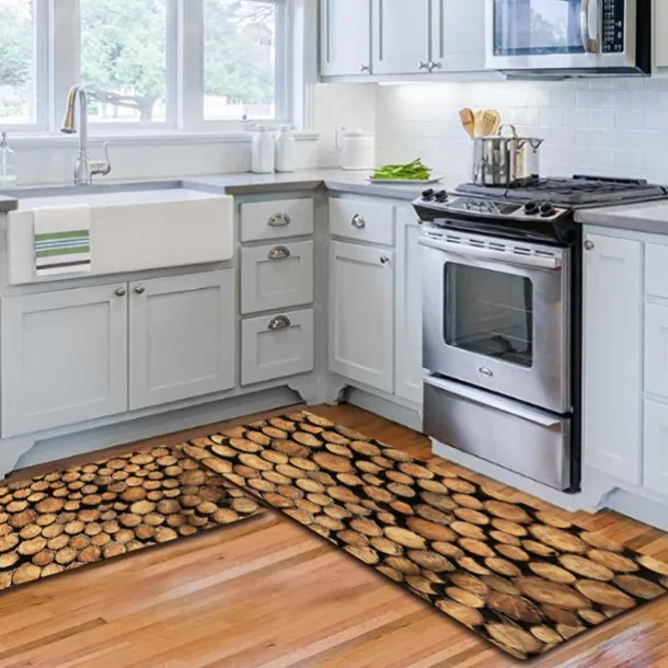 Wooden Texture Kitchen Mat Hallway Carpets Area Rugs Washable for Bedroom Living Room Kitchen Bathroom Anti-Slip Floor Mats