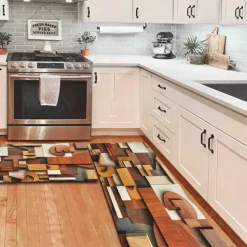 Wooden Texture Kitchen Mat Hallway Carpets Area Rugs Washable for Bedroom Living Room Kitchen Bathroom Anti-Slip Floor Mats