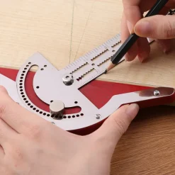 Woodworker Edge Rule Stainless Steel Square Edge Ruler Woodworking Compass And Protractor Set, Multi-function Angle Measure Tool With Wall Hanging Storage Rack Only Imperial No Metric