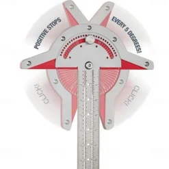 Woodworker Edge Rule Stainless Steel Square Edge Ruler Woodworking Compass And Protractor Set, Multi-function Angle Measure Tool With Wall Hanging Storage Rack Only Imperial No Metric