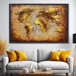 World Map Prints Wall Art Modern Picture Home Decor Wall Hanging Gift Rolled Canvas Unframed Unstretched