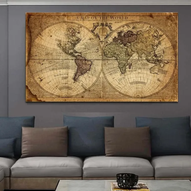 World Map Retro Old Art Canvas Painting Pictures For Living Room Posters Wall Art Home Decoration