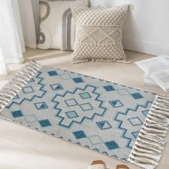 Woven Bohemian Mandala Doormat Kitchen Mat Floor Mat Non-Slip Area Rug Oil Proof Rug Indoor Outdoor Mat Bedroom Decor Bathroom Mat Entrance Rug Blue