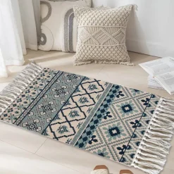 Woven Bohemian Mandala Doormat Kitchen Mat Floor Mat Non-Slip Area Rug Oil Proof Rug Indoor Outdoor Mat Bedroom Decor Bathroom Mat Entrance Rug Blue