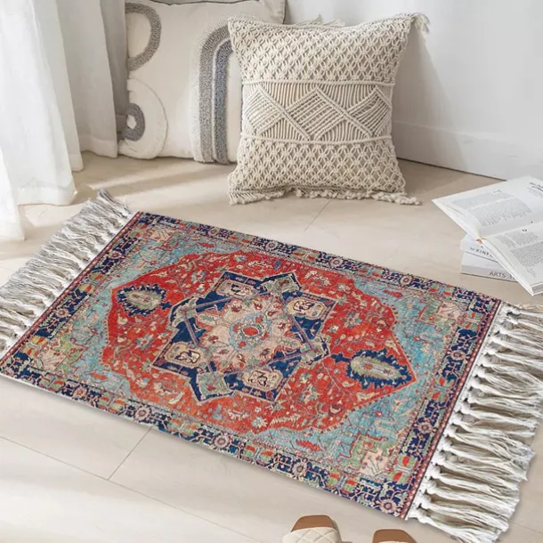 Woven Bohemian Mandala Doormat Kitchen Mat Floor Mat Non-Slip Area Rug Oil Proof Rug Indoor Outdoor Mat Bedroom Decor Bathroom Mat Entrance Rug Blue