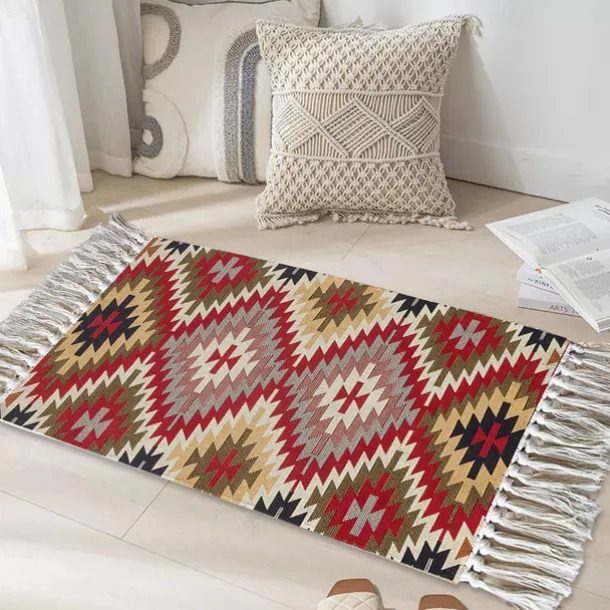 Woven Bohemian Mandala Doormat Kitchen Mat Floor Mat Non-Slip Area Rug Oil Proof Rug Indoor Outdoor Mat Bedroom Decor Bathroom Mat Entrance Rug Blue