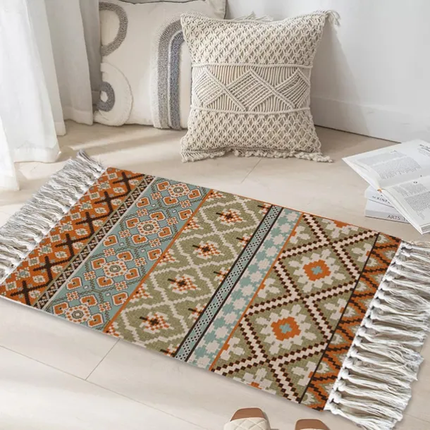 Woven Bohemian Mandala Doormat Kitchen Mat Floor Mat Non-Slip Area Rug Oil Proof Rug Indoor Outdoor Mat Bedroom Decor Bathroom Mat Entrance Rug Blue