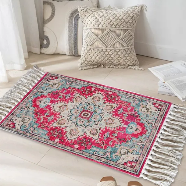 Woven Bohemian Mandala Doormat Kitchen Mat Floor Mat Non-Slip Area Rug Oil Proof Rug Indoor Outdoor Mat Bedroom Decor Bathroom Mat Entrance Rug Blue