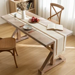 Woven Table Runners with Braid Hemp Rope 71/79/87inch Long for Dining Table Decoration