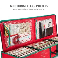 Wrapping Paper Organizer Storage Bag Heavy Duty - Christmas Storage Organizer for Wrapping Paper and Gift Bag Storage - Wrapping Paper Storage Container - Holiday Christmas Decorations