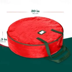 Wreath Storage Bag Heavy Duty Christmas Wreath Storage Container Green - Waterproof Plastic Material Wreath Holder Storage - Holds Wreaths For Year Round Christmas Storage