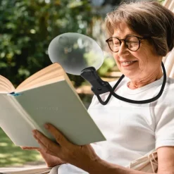 3X Magnifying Glass 110mm, Hands-Free Adjustable Neckwear for Seniors, Ideal for Reading, Sewing, Crafting, Cross Stitch - No Battery Required, Magnifying Glass for Reading