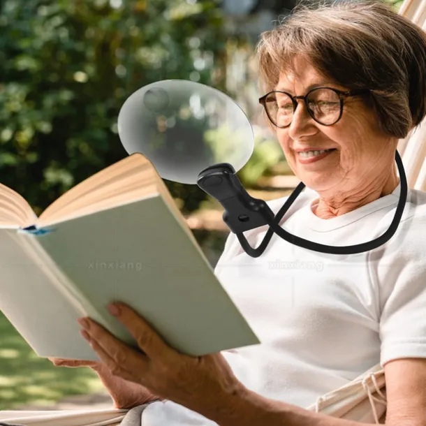 3X Magnifying Glass 110mm, Hands-Free Adjustable Neckwear for Seniors, Ideal for Reading, Sewing, Crafting, Cross Stitch - No Battery Required, Magnifying Glass for Reading