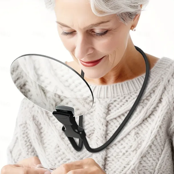 3X Magnifying Glass 110mm, Hands-Free Adjustable Neckwear for Seniors, Ideal for Reading, Sewing, Crafting, Cross Stitch - No Battery Required, Magnifying Glass for Reading