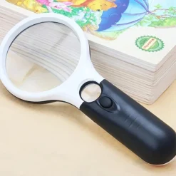 3X 45X Lenses Magnifier 3 LED Light Handheld Reading Magnifying Glass Lens Jewelry Watch Loupe Reading Lens Magnification Aid,Reading Magnifier For The Elderly