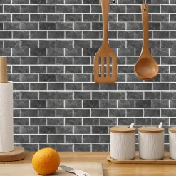 15x30cm 6pcs Tiles Wall Stickers Tile Paint Backsplash Removable Waterproof Self-Adhesive Decals Home Decoration Living Kitchen Bathroom Décor ( black）Self-adhesive decorative wall sticker
