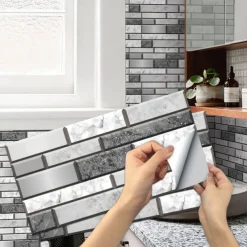 15x30cm 6pcs Tiles Wall Stickers Tile Paint Backsplash Removable Waterproof Self-Adhesive Decals Home Decoration Living Kitchen Bathroom Décor ( black）Self-adhesive decorative wall sticker