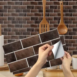 15x30cm 6pcs Tiles Wall Stickers Tile Paint Backsplash Removable Waterproof Self-Adhesive Decals Home Decoration Living Kitchen Bathroom Décor ( black）Self-adhesive decorative wall sticker