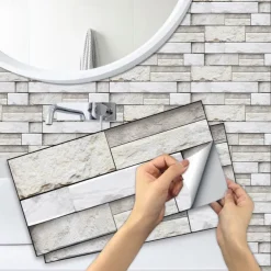 15x30cm 6pcs Tiles Wall Stickers Tile Paint Backsplash Removable Waterproof Self-Adhesive Decals Home Decoration Living Kitchen Bathroom Décor ( black）Self-adhesive decorative wall sticker