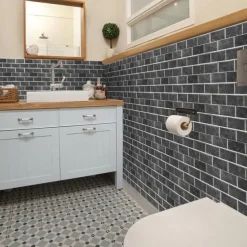 15x30cm 6pcs Tiles Wall Stickers Tile Paint Backsplash Removable Waterproof Self-Adhesive Decals Home Decoration Living Kitchen Bathroom Décor ( black）Self-adhesive decorative wall sticker