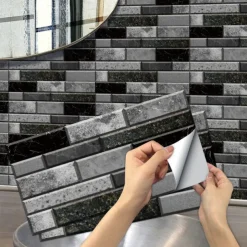 15x30cm 6pcs Tiles Wall Stickers Tile Paint Backsplash Removable Waterproof Self-Adhesive Decals Home Decoration Living Kitchen Bathroom Décor ( black）Self-adhesive decorative wall sticker