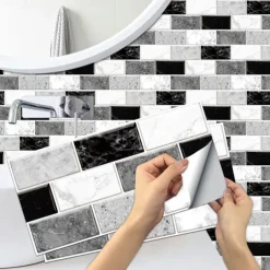 15x30cm 6pcs Tiles Wall Stickers Tile Paint Backsplash Removable Waterproof Self-Adhesive Decals Home Decoration Living Kitchen Bathroom Décor ( black）Self-adhesive decorative wall sticker