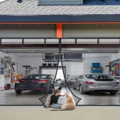 16x7FT/8x7FT Garage Screen Door Magnetic Garage Door Screen Magnetic Closure Fiberglass Garage Screen Doors for 2 Car Garage Pull Down for Patio, Porch, Window to Keep Bugs Out