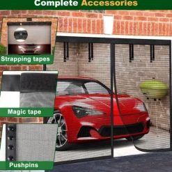 16x7FT/8x7FT Garage Screen Door Magnetic Garage Door Screen Magnetic Closure Fiberglass Garage Screen Doors for 2 Car Garage Pull Down for Patio, Porch, Window to Keep Bugs Out