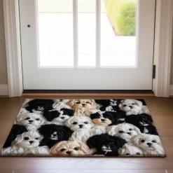 Yarn Cute Dogs Doormat Floor Mats Washable Rugs Kitchen Mat Non-Slip Oil Proof Rug Indoor Outdoor Mat Bedroom Decor Bathroom Mat Entrance Rug
