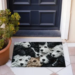 Yarn Cute Dogs Doormat Floor Mats Washable Rugs Kitchen Mat Non-Slip Oil Proof Rug Indoor Outdoor Mat Bedroom Decor Bathroom Mat Entrance Rug