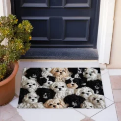 Yarn Cute Dogs Doormat Floor Mats Washable Rugs Kitchen Mat Non-Slip Oil Proof Rug Indoor Outdoor Mat Bedroom Decor Bathroom Mat Entrance Rug