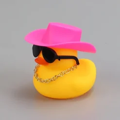 Yellow Duck Dashboard Ornament - Car Styling Accessories with Cowboy Hat, Sunglasses, and Necklace - Unique Auto Internal Decoration