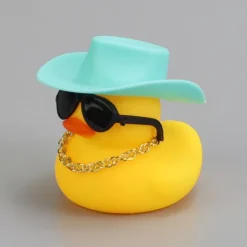 Yellow Duck Dashboard Ornament - Car Styling Accessories with Cowboy Hat, Sunglasses, and Necklace - Unique Auto Internal Decoration